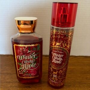 Bath & Body Works Winter Candy Apple Shower Gel and Mist Set - Red and Gold